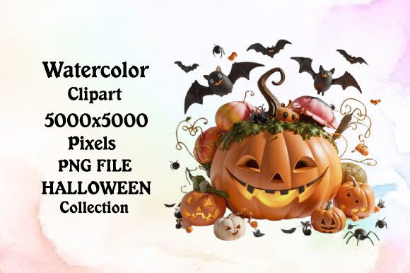 Download Watercolor Halloween Cute Pumpkin Collec - Cute pumpkin Collection
