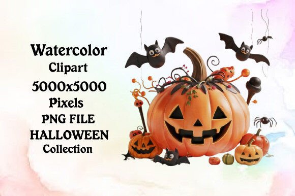 Download Watercolor Halloween Cute Pumpkin Collec - Cute pumpkin Collection